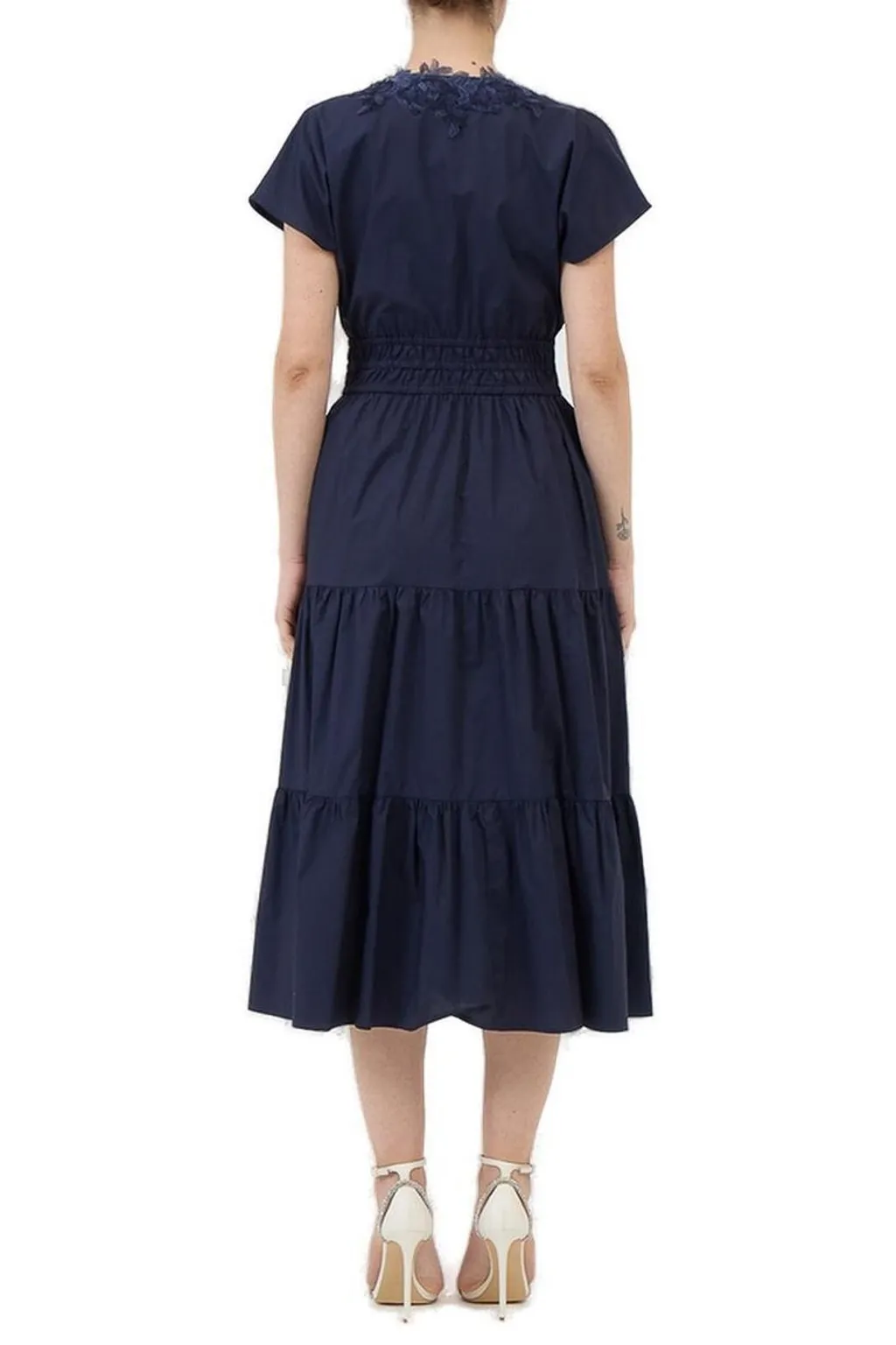 Frilled Shaded Lace Poplin Dress
