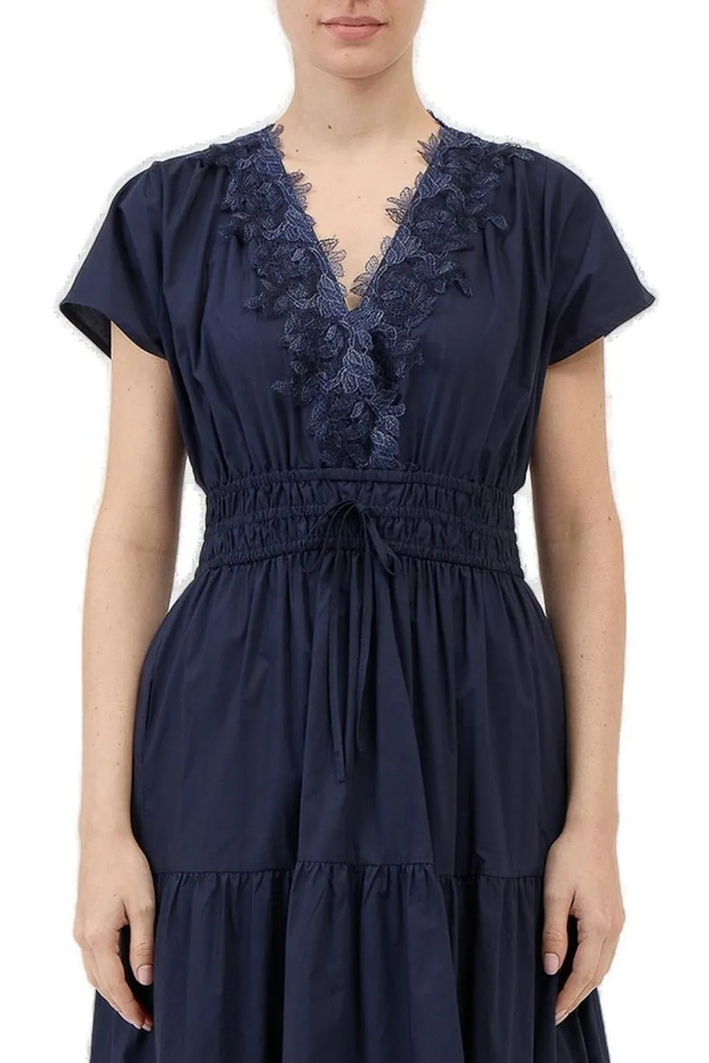 Frilled Shaded Lace Poplin Dress