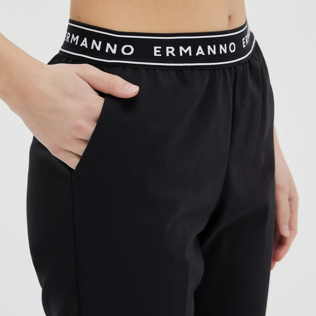 Logo Waistband Straight-Leg Pants