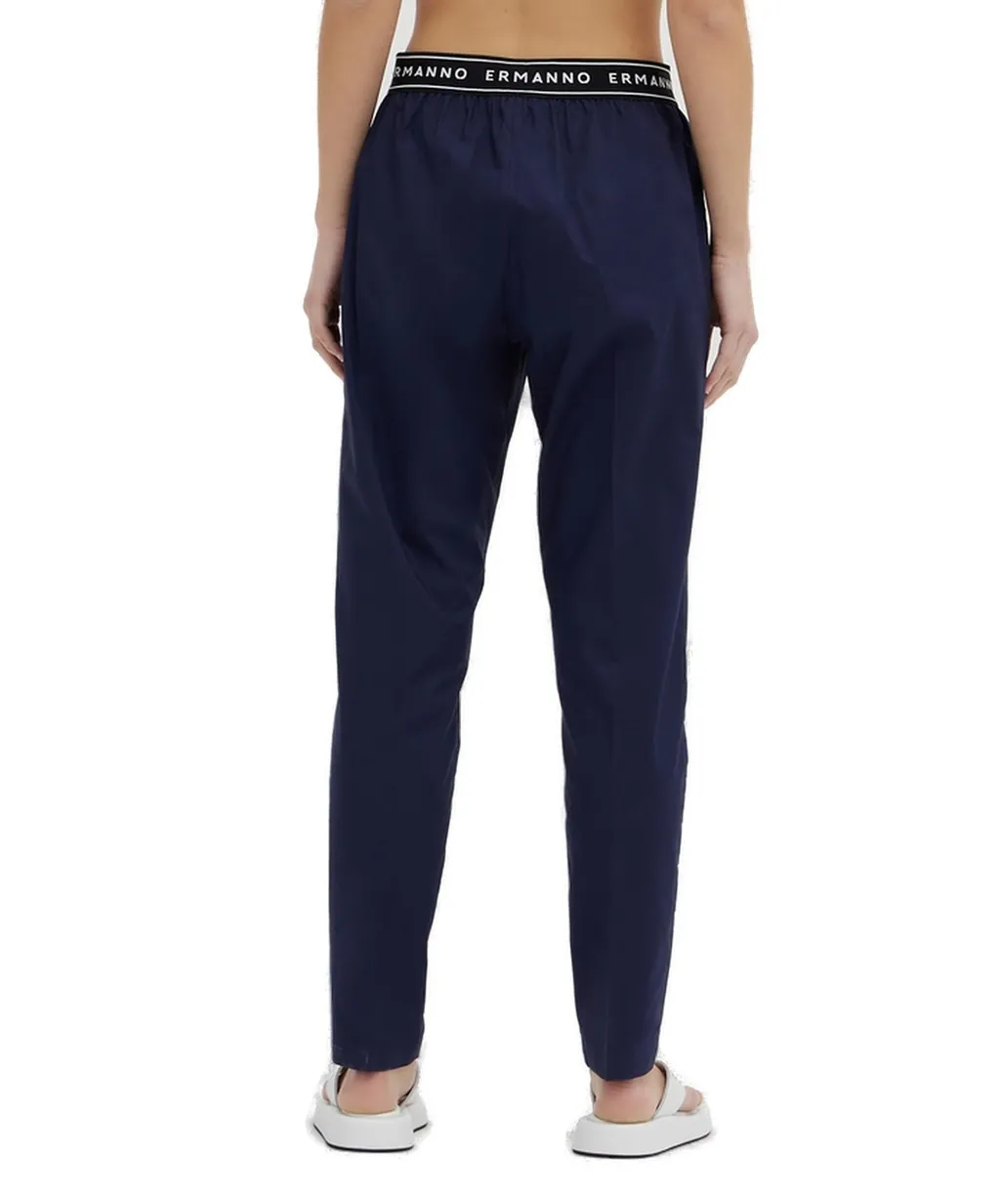 Logo Waistband Straight-Leg Pants