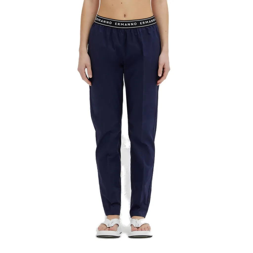 Logo Waistband Straight-Leg Pants