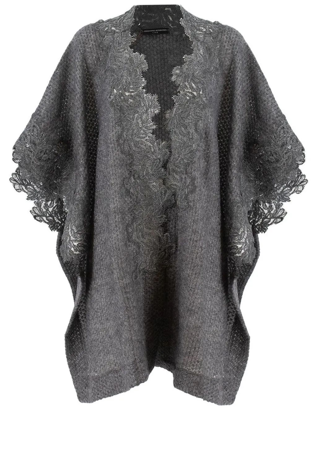 Lace-Trim Knitted Cape