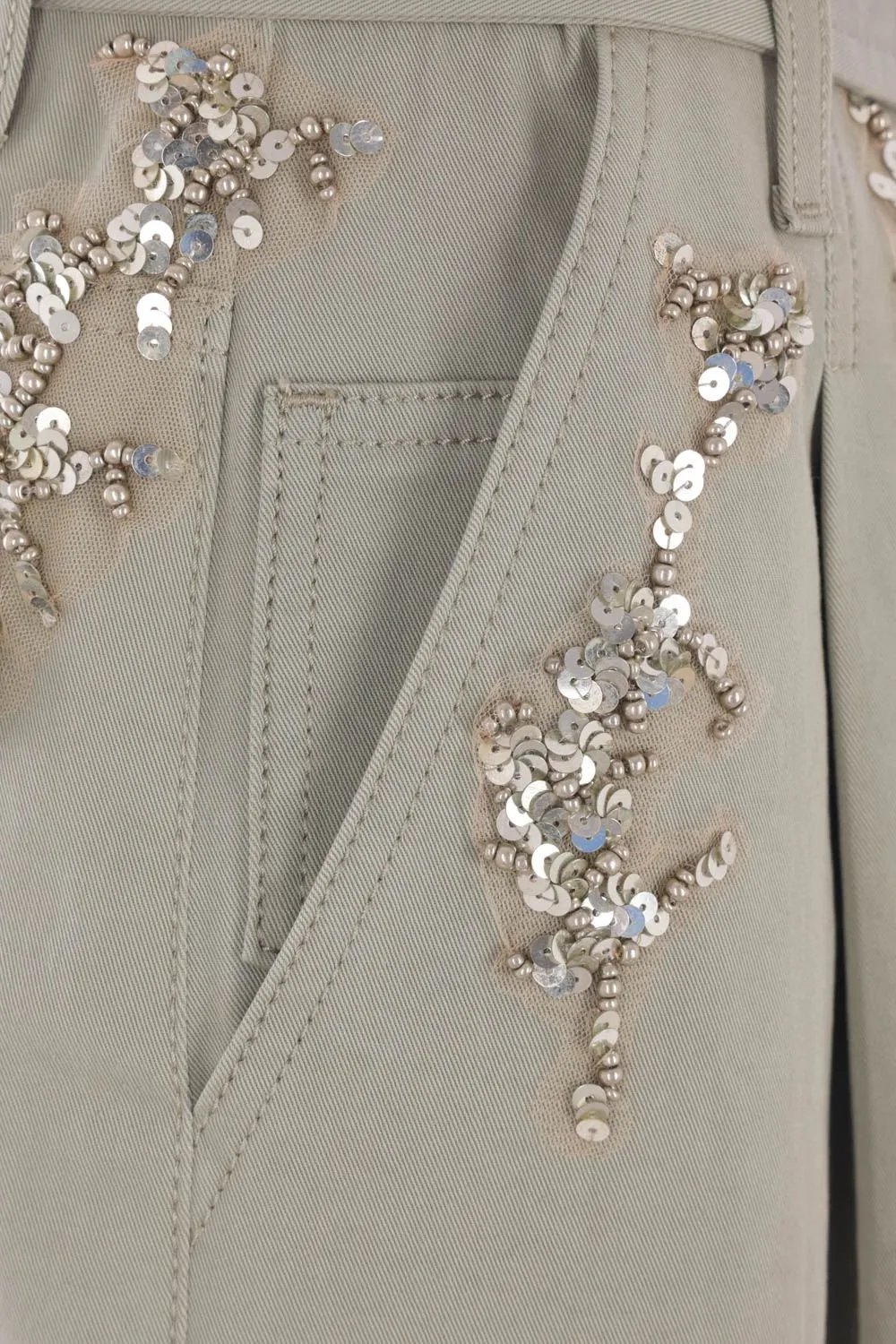 Wide-Leg Embellished Trousers