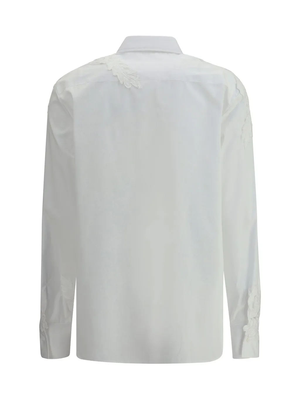 Curved Hem Floral-Appliqué Shirt