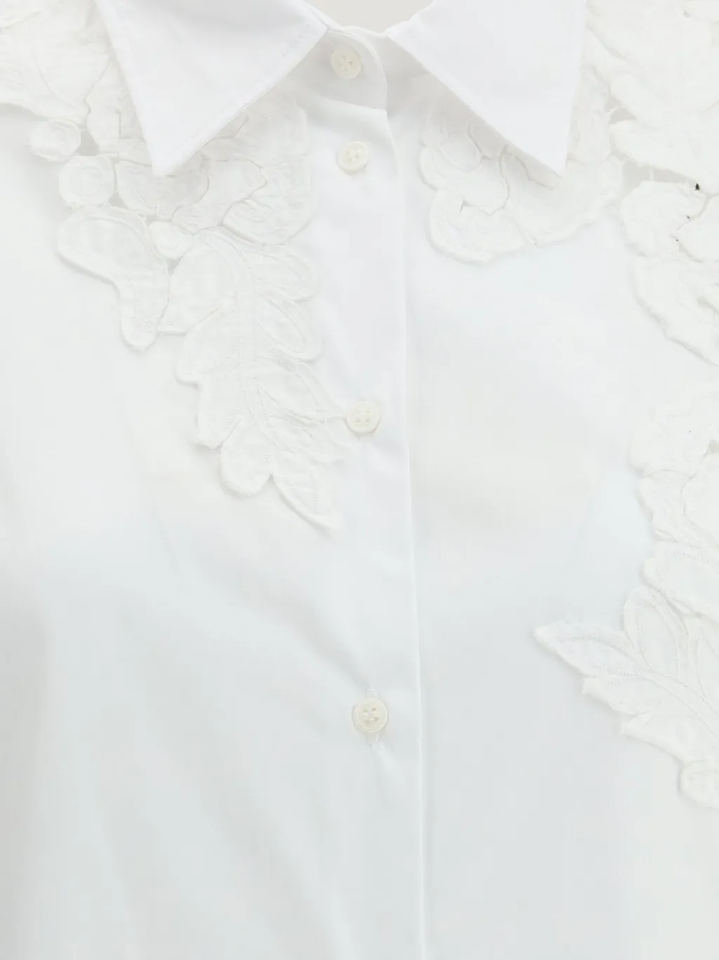Curved Hem Floral-Appliqué Shirt