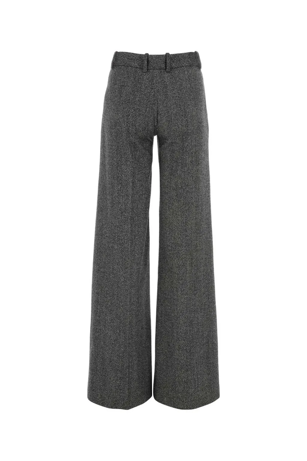 Herringbone-Pattern Wide-Leg Trousers