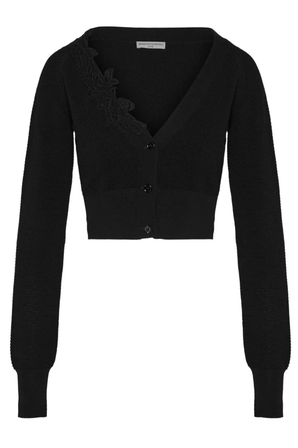 Floral Embroidered Cropped Cardigan