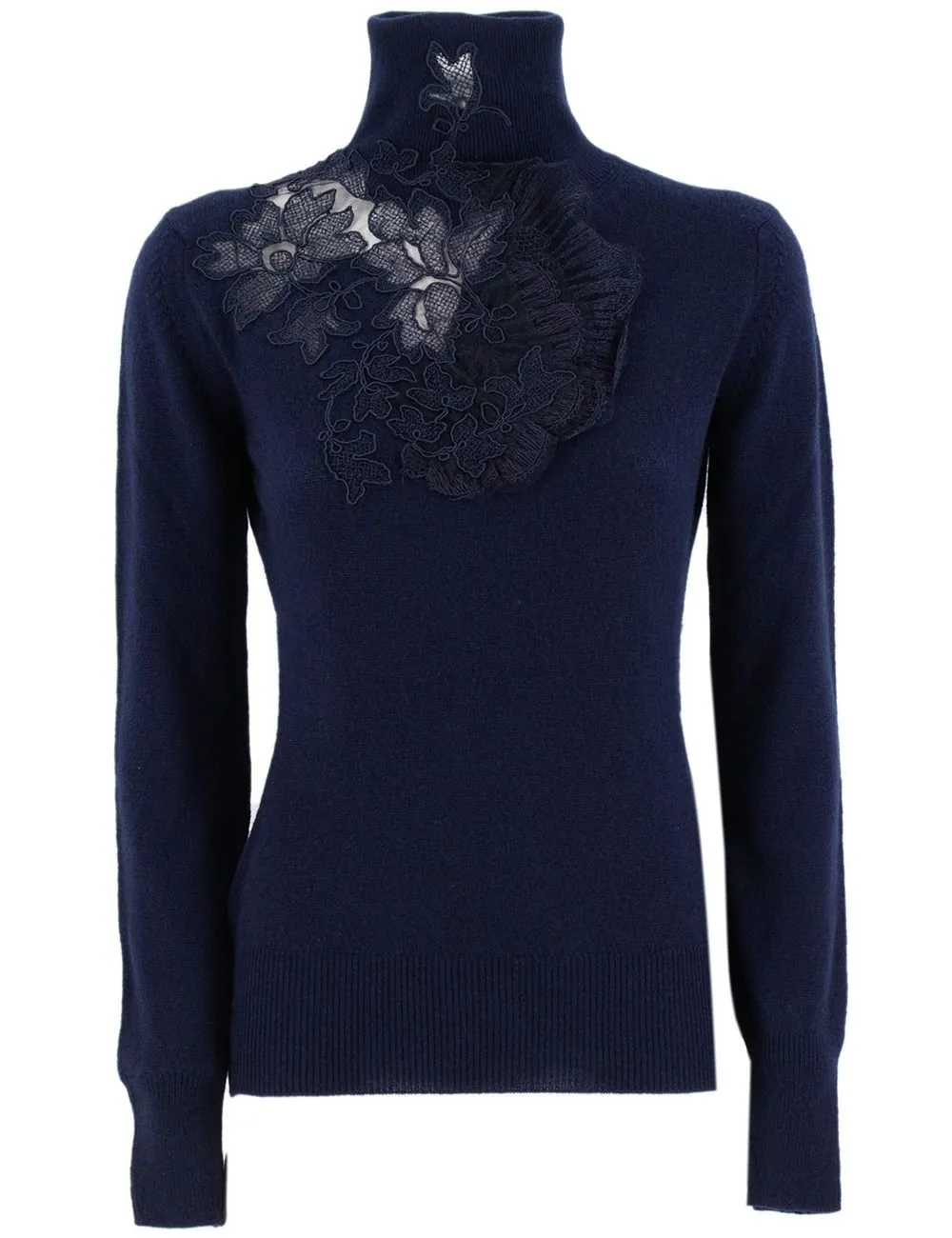 Floral-Lace High-Neck Jumper