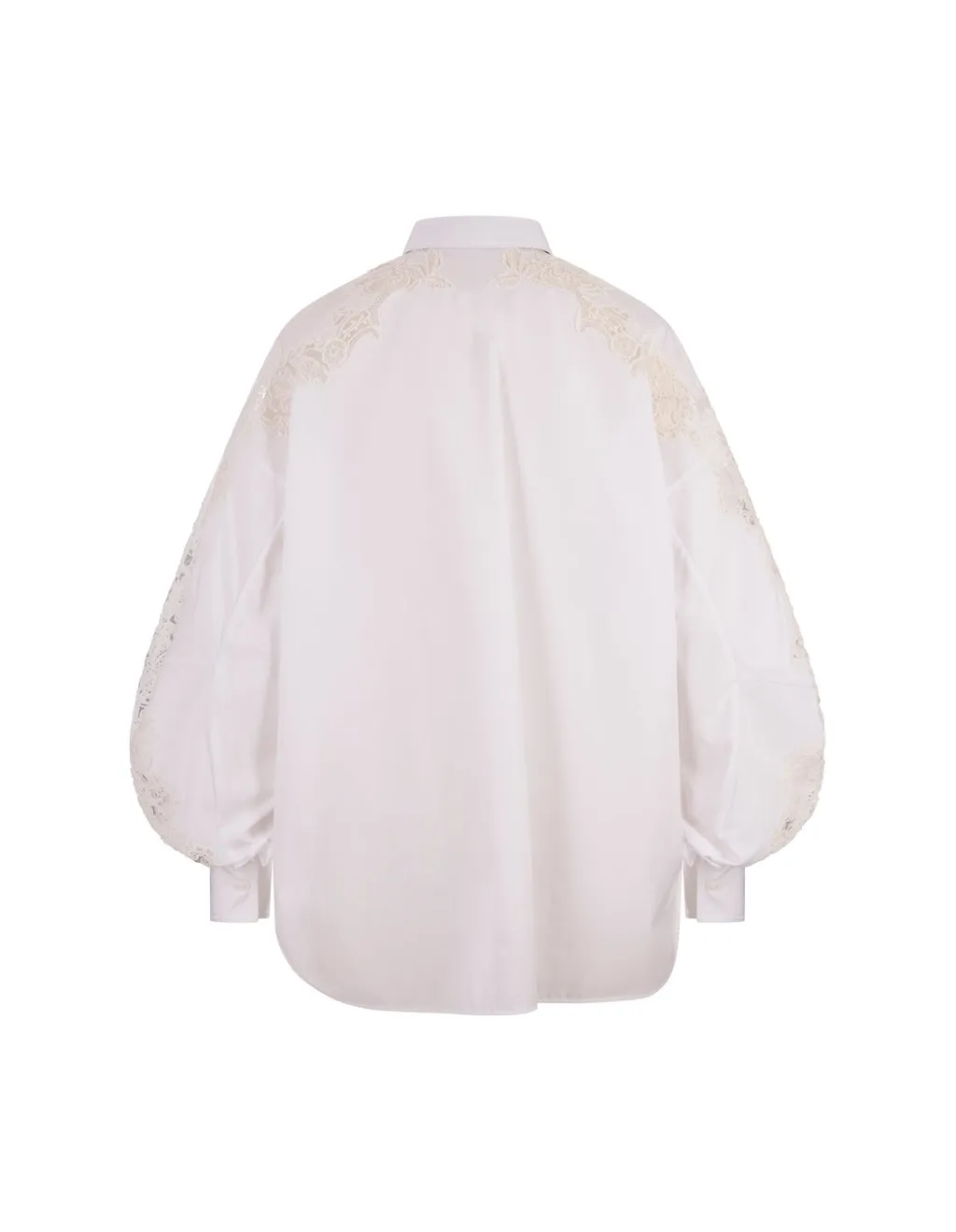 Puff Sleeved Lace Detailed Poplin Shirt