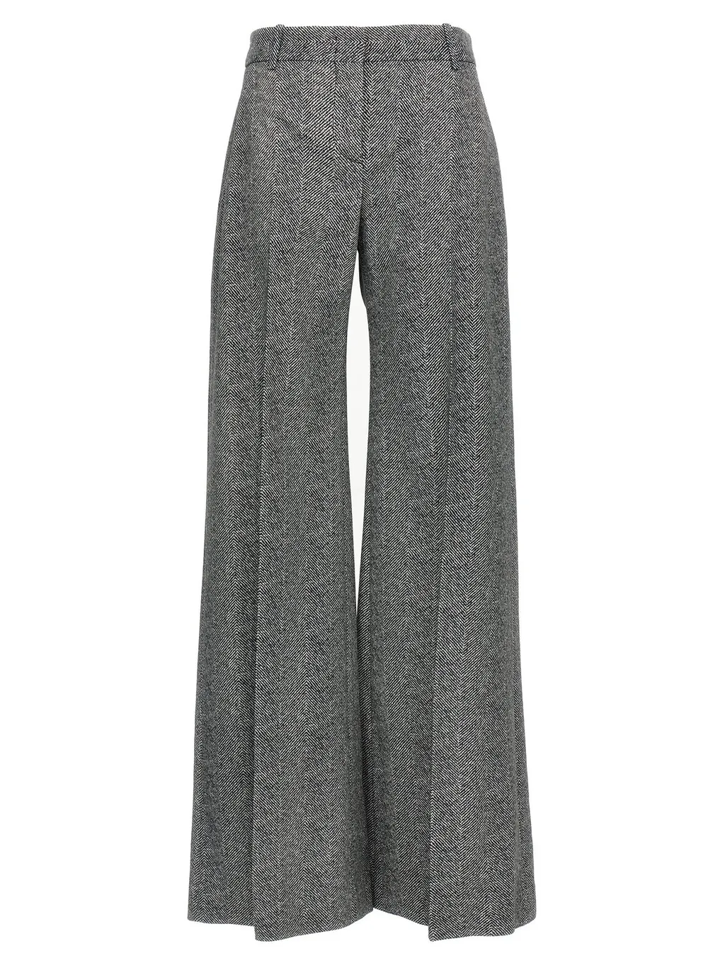 Wide Leg Herringbone Trousers