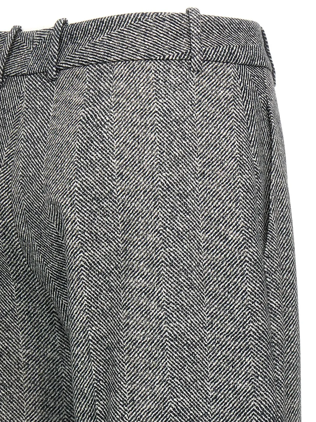 Wide Leg Herringbone Trousers