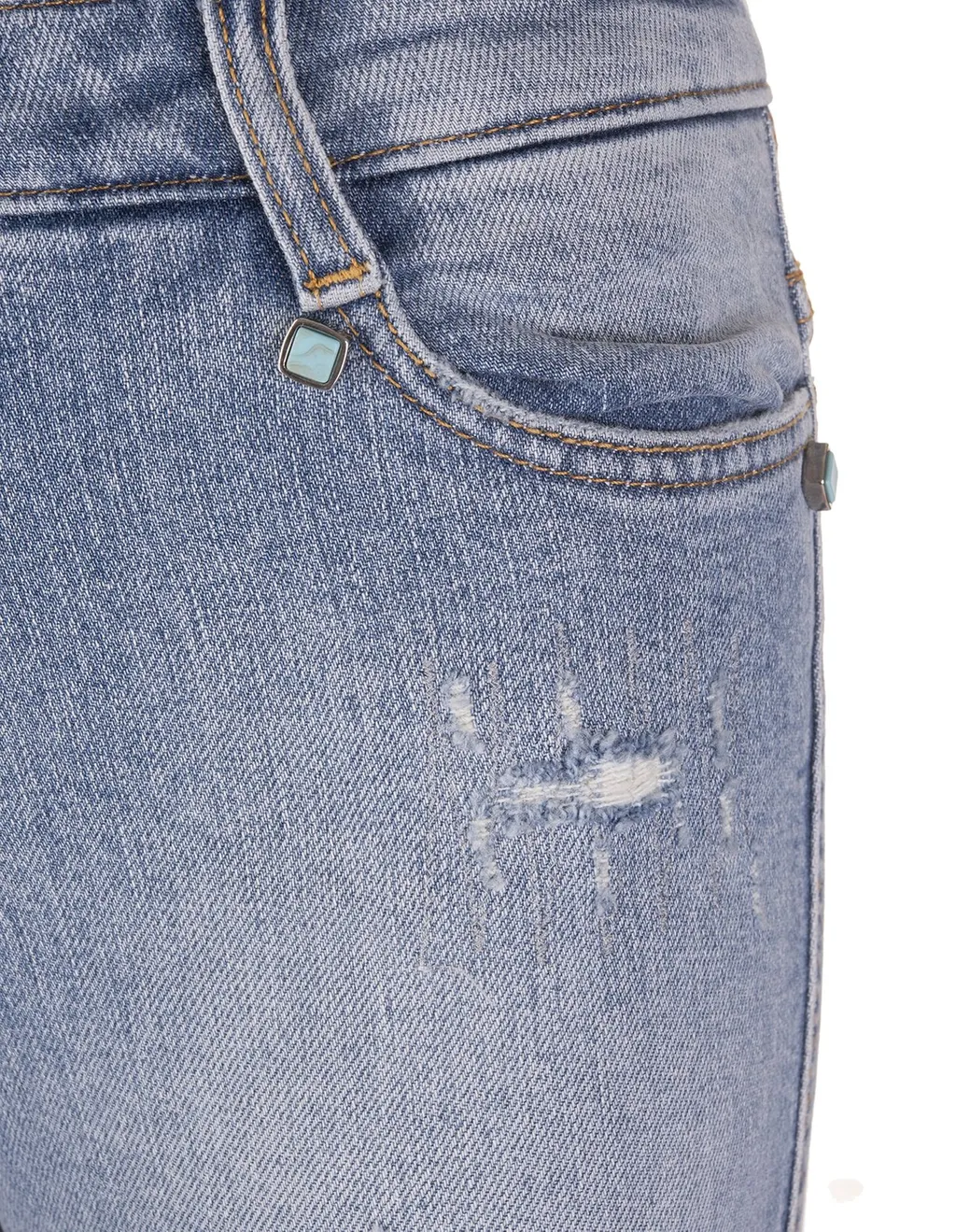 Mid-Rise Straight-Leg Distressed Jeans