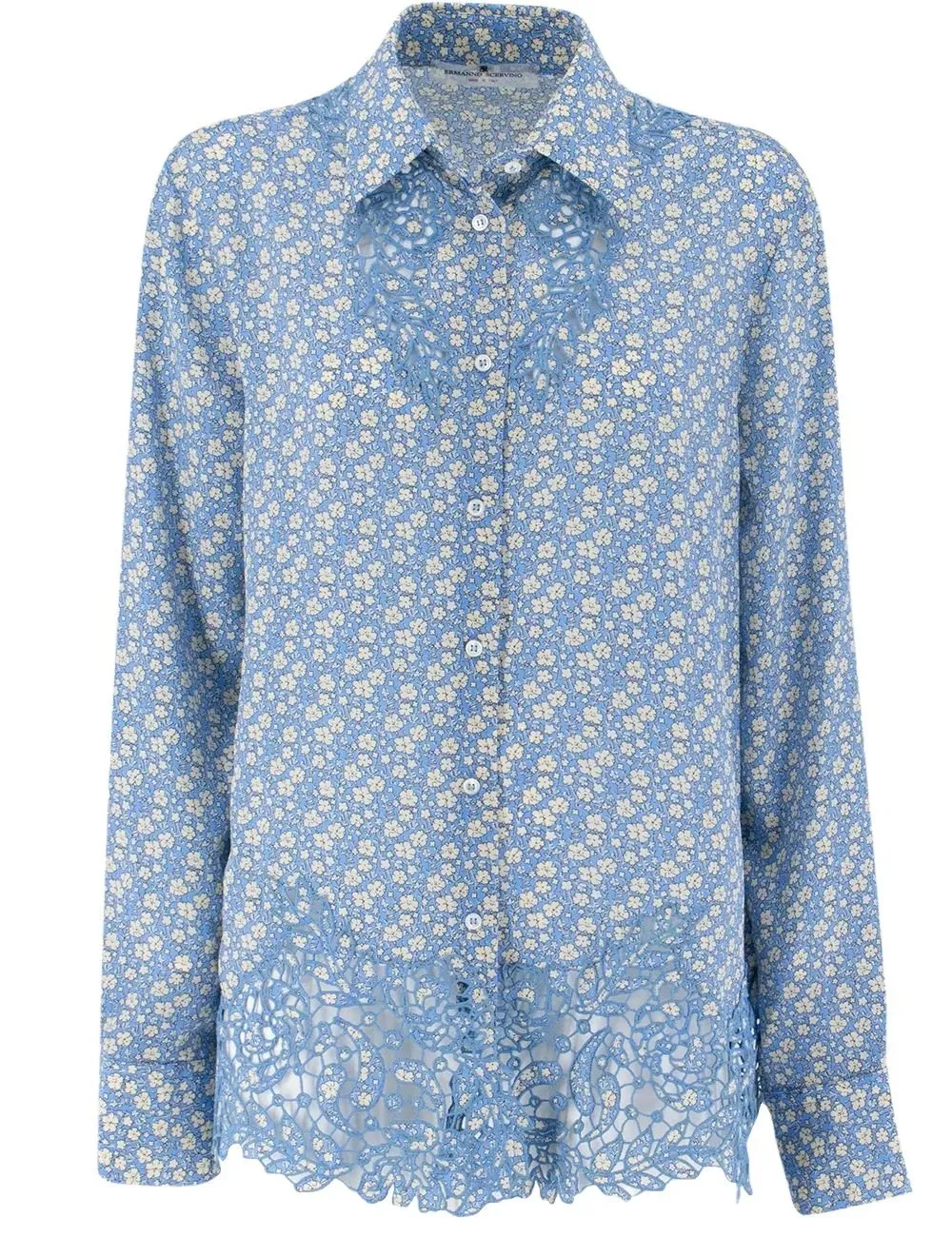 Lace-Trim Floral Shirt