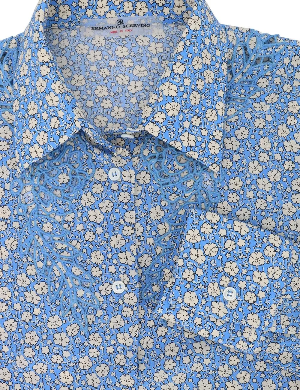 Lace-Trim Floral Shirt