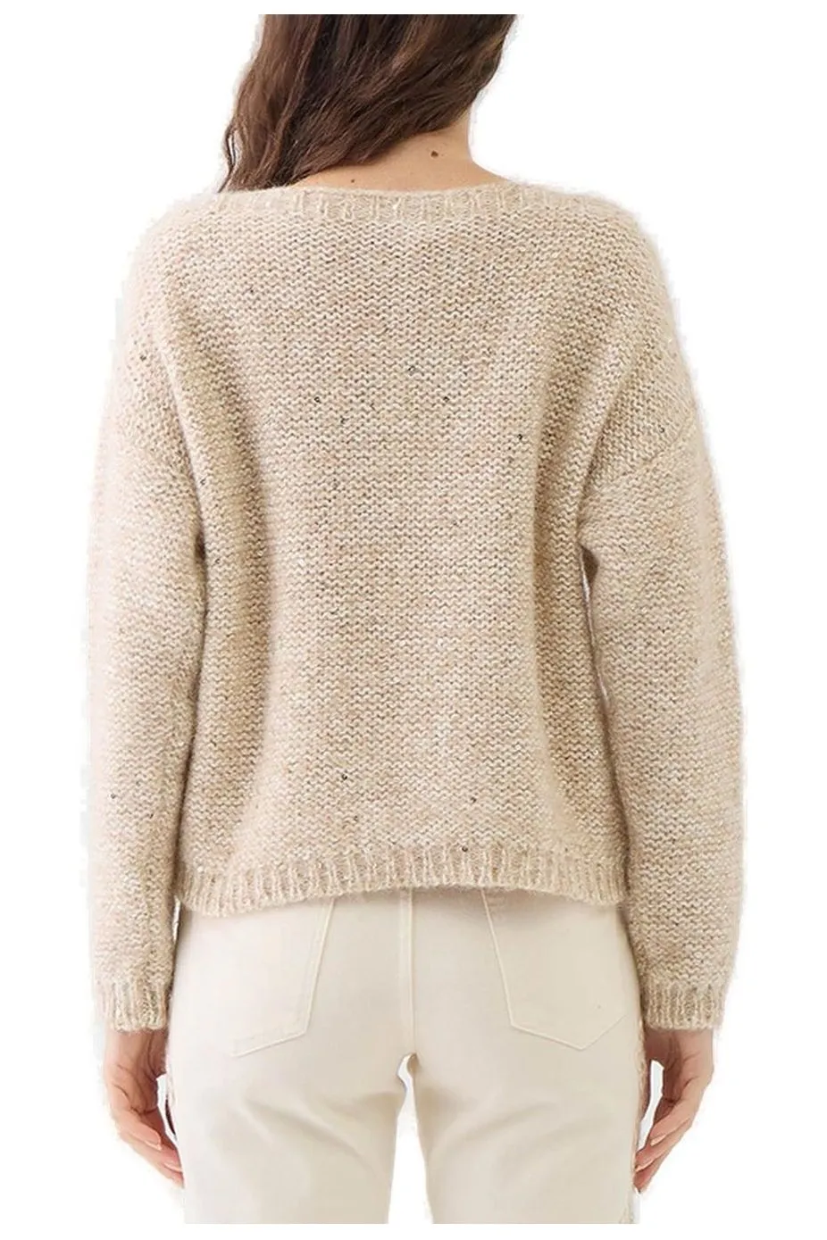 Sequined Boat-Neck Jumper