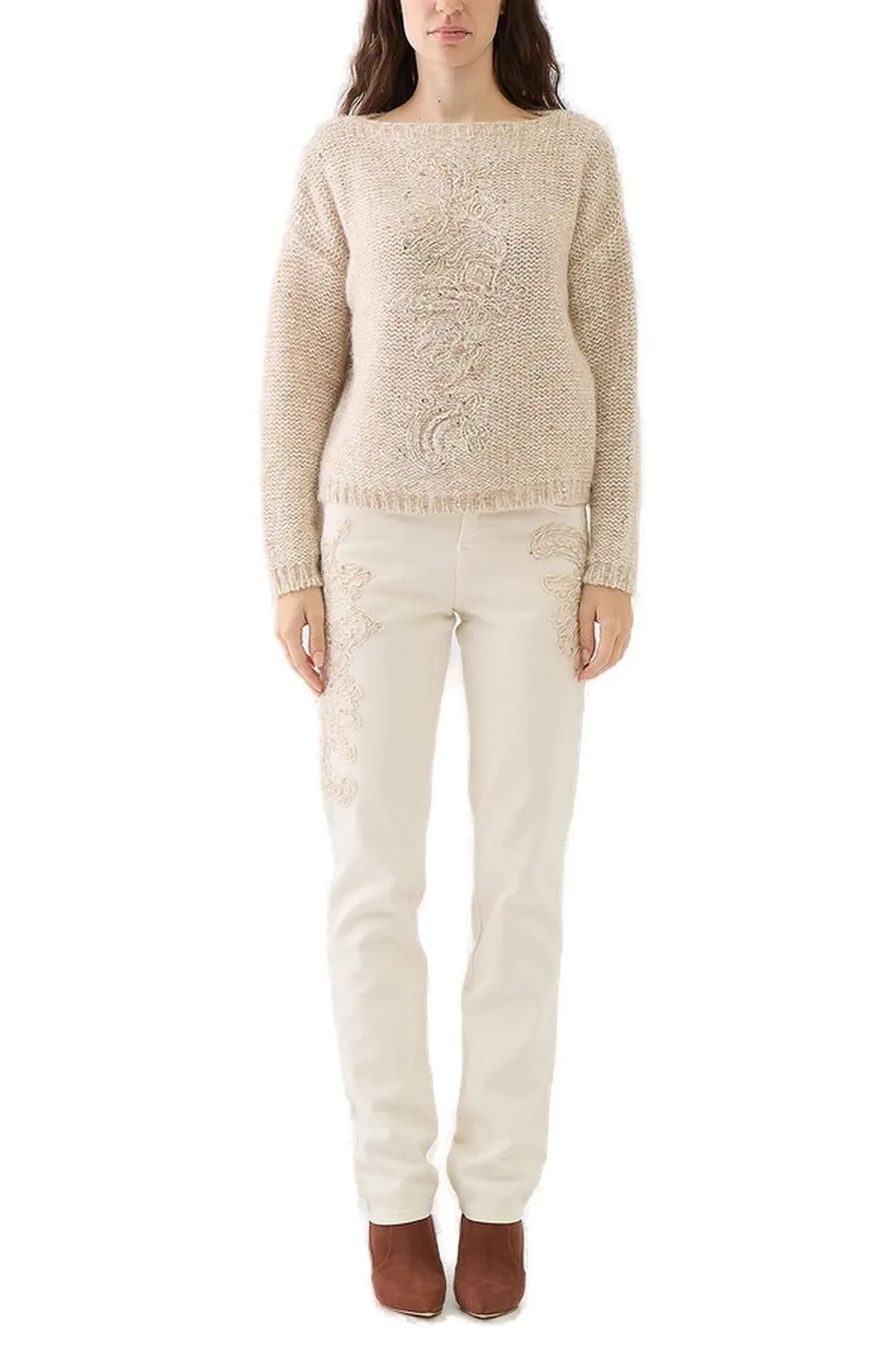 Sequined Boat-Neck Jumper