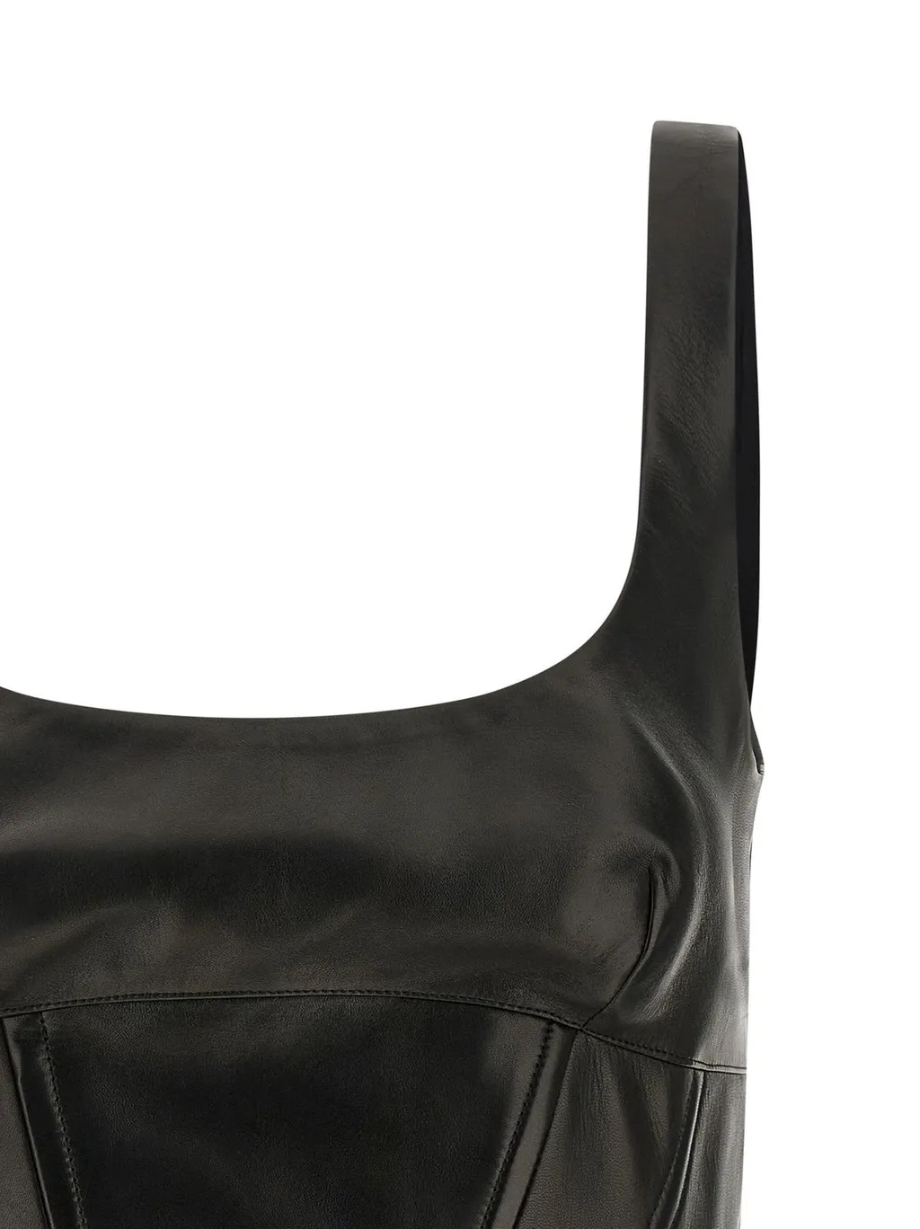 Peplos Square-Neck Leather Top