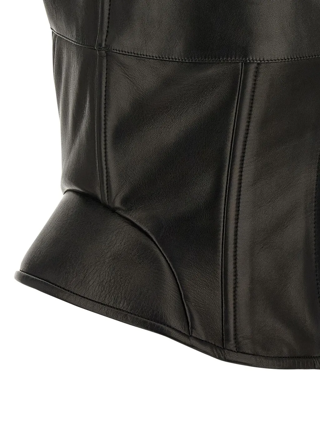 Peplos Square-Neck Leather Top