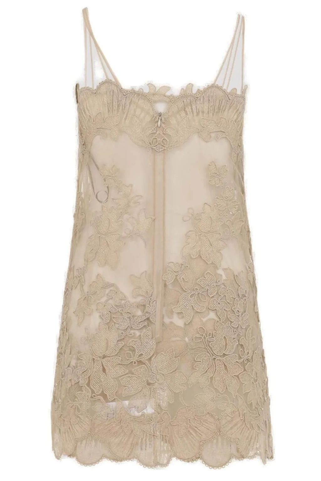 Floral Embroidered-Detail Slip Mini Dress