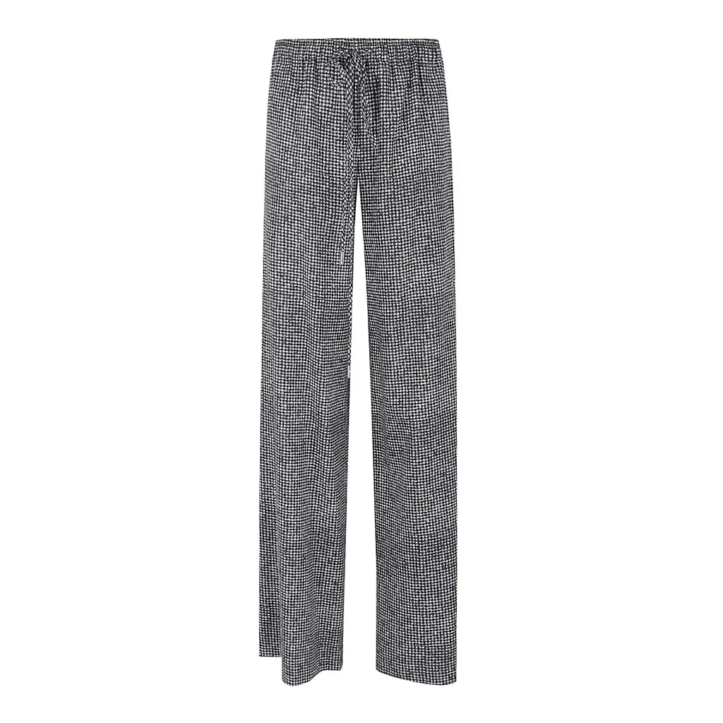Houndstooth Wide-Leg Pants