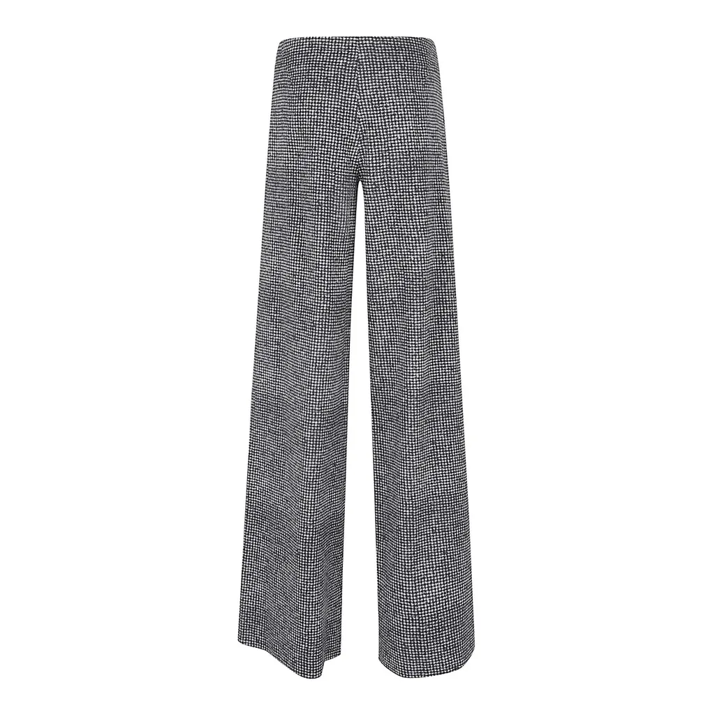 Houndstooth Wide-Leg Pants