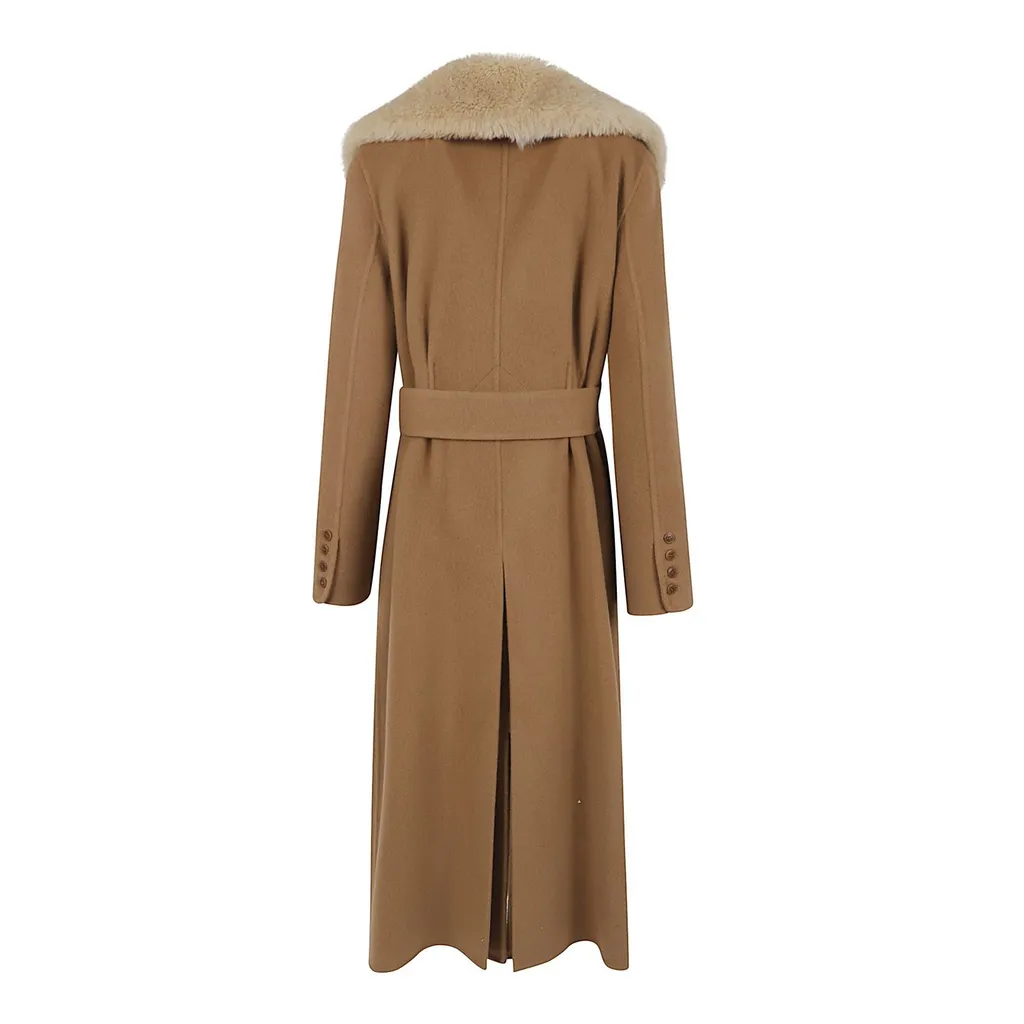 Fur-Collar Belted Coat