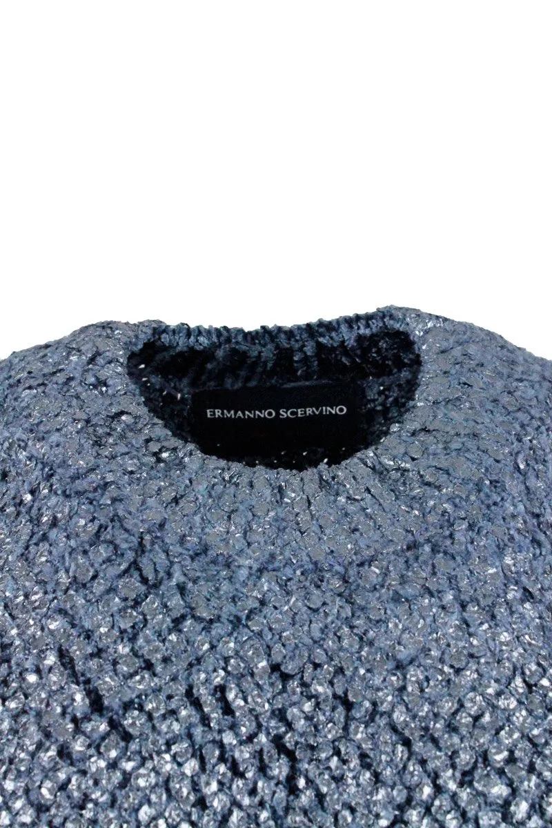 Long-Sleeved Crewneck Shiny Knitted Jumper