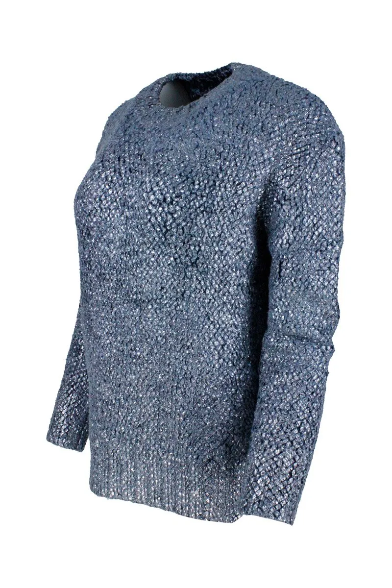 Long-Sleeved Crewneck Shiny Knitted Jumper