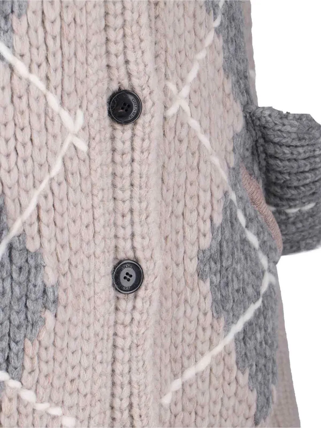 Argyle-Pattern Buttoned Cardigan