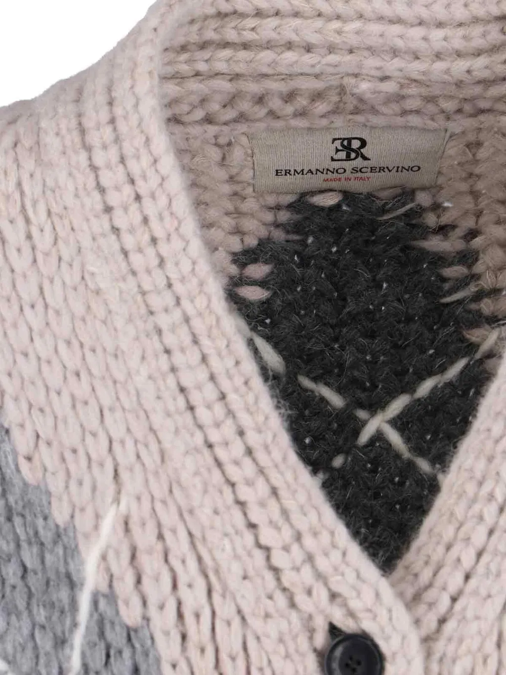 Argyle-Pattern Buttoned Cardigan