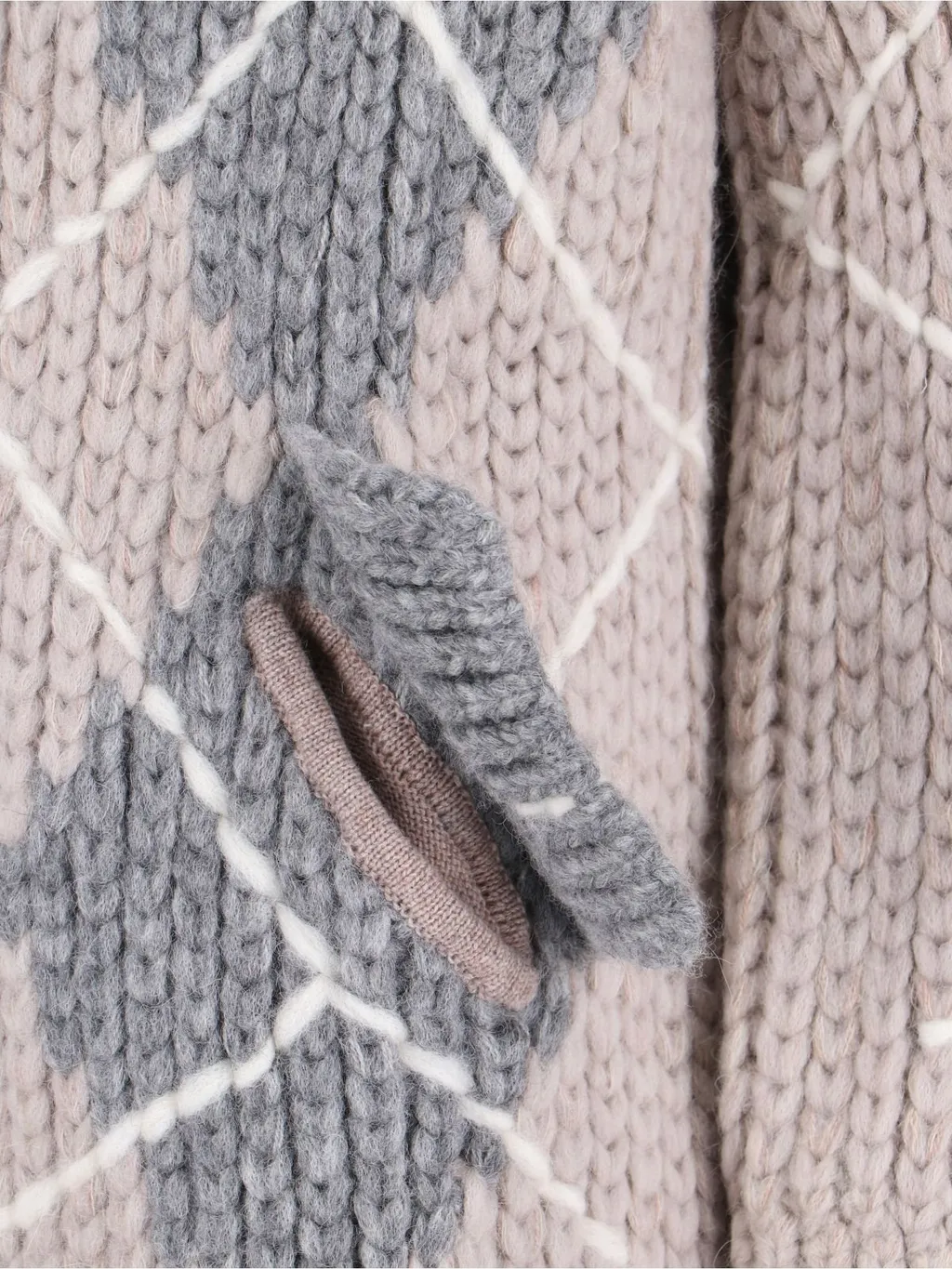 Argyle-Pattern Buttoned Cardigan