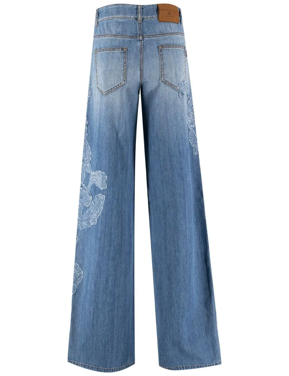 Denim Lace Applied Palazzo Jeans
