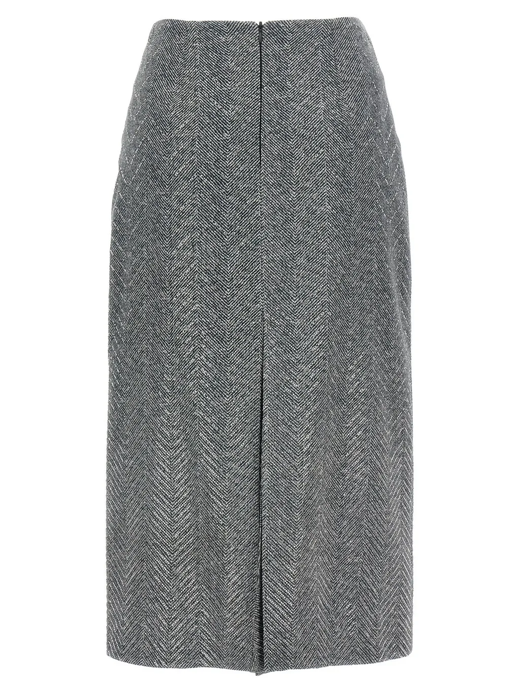 Herringbone Patterned Midi Skirt