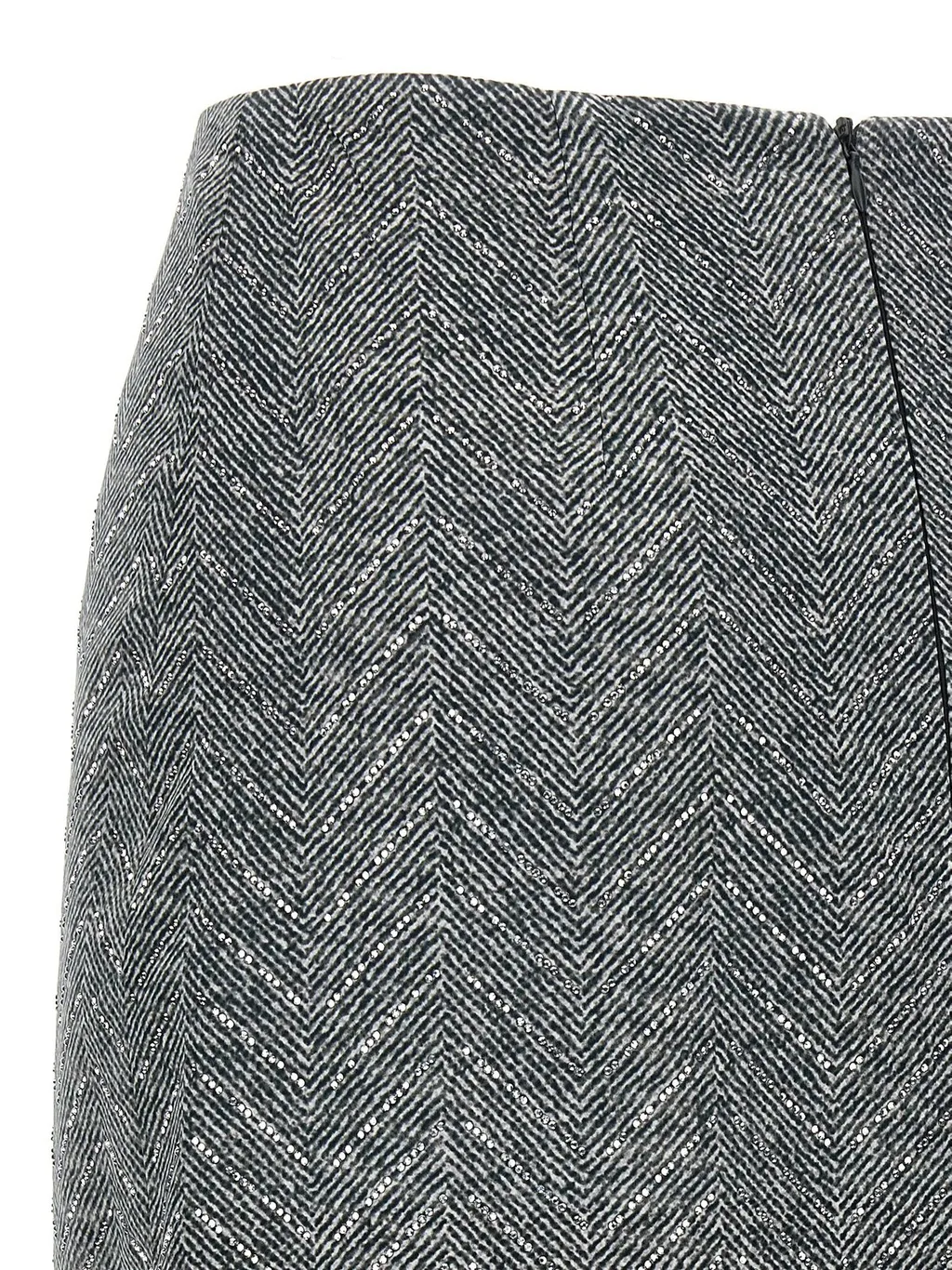 Herringbone Patterned Midi Skirt