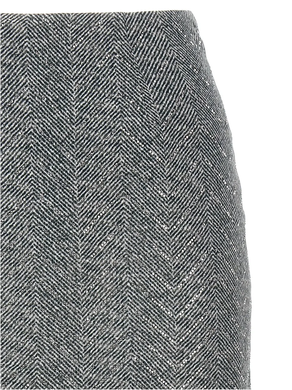 Herringbone Patterned Midi Skirt