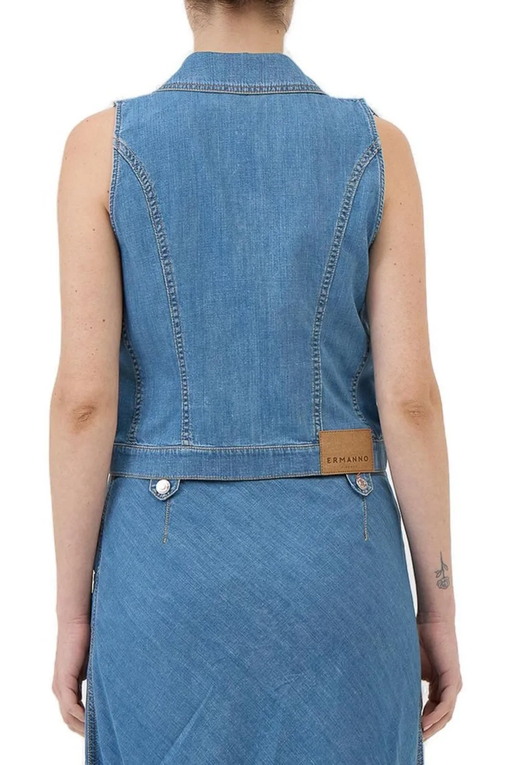 Lace Detailed Sleeveless Denim Top