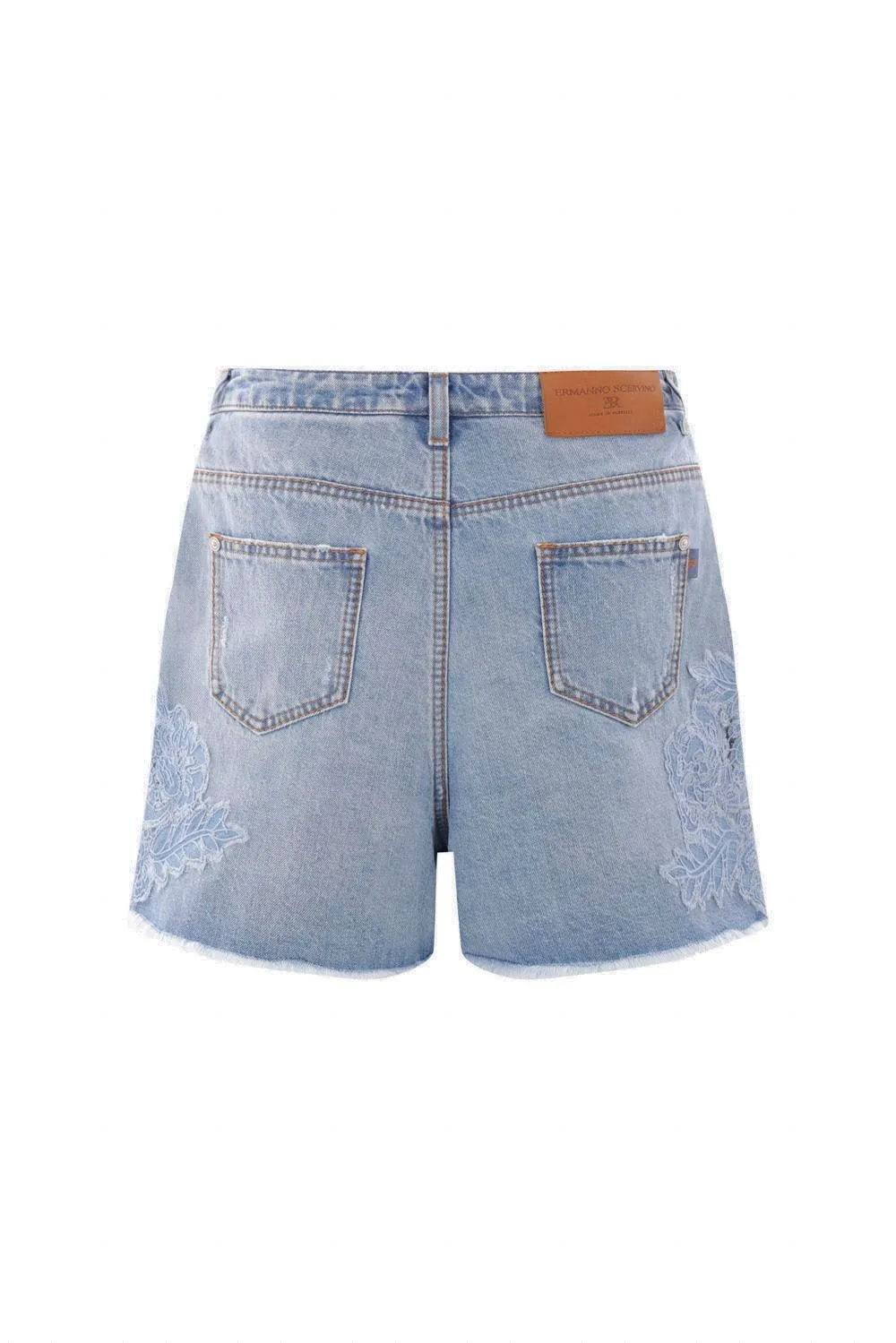 Lace Panelled Denim Shorts