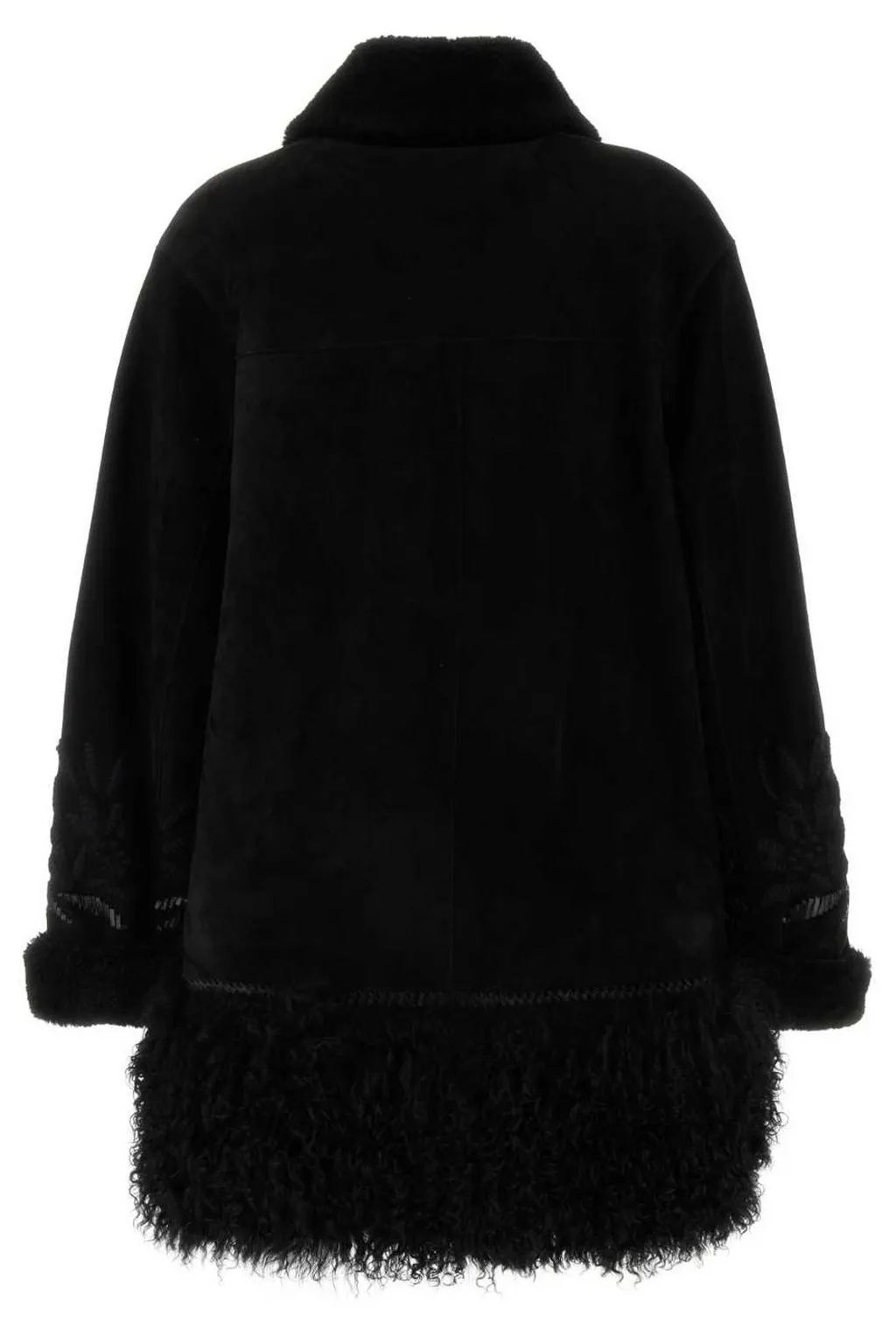 Motif-Embroidered Single-Breasted Coat
