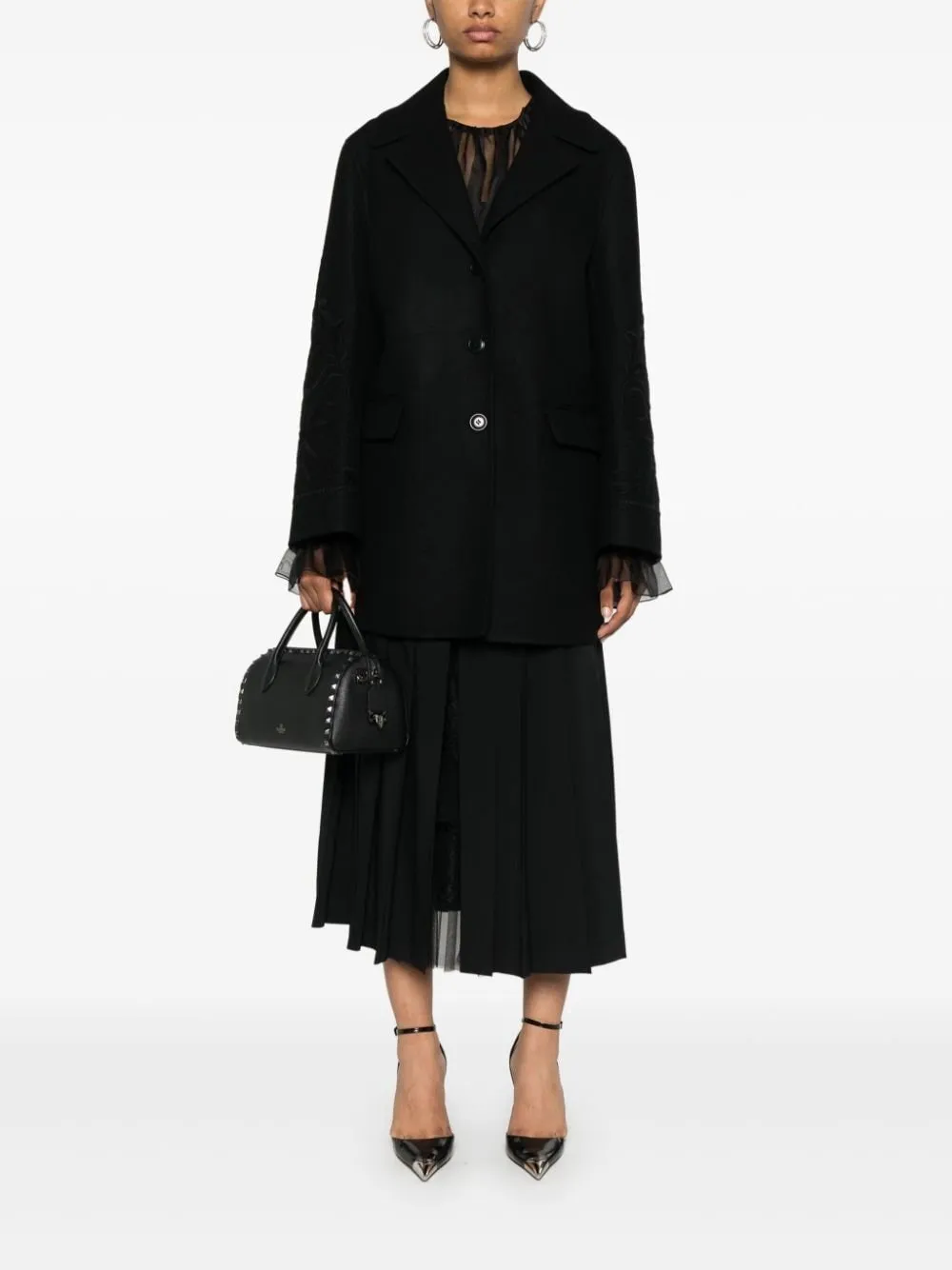Embroidered Buttoned Coat