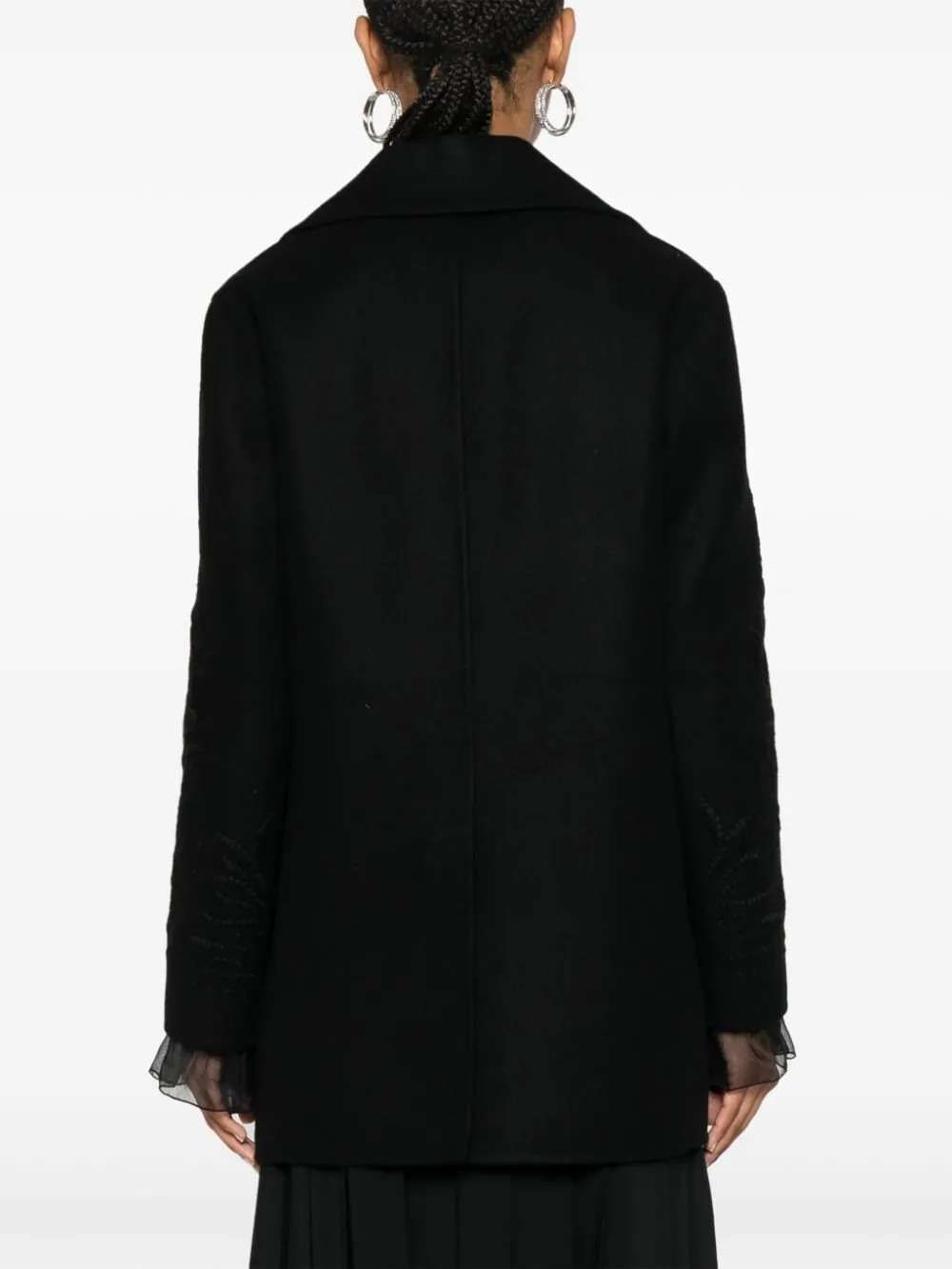 Embroidered Buttoned Coat