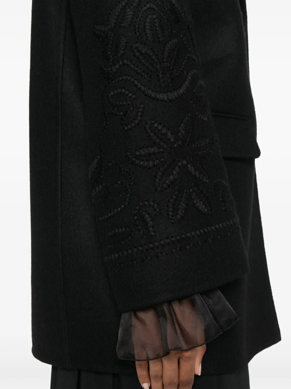 Embroidered Buttoned Coat