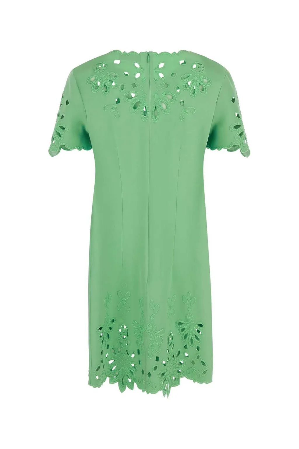 Cut-Out Embroidered Shift Mini Dress