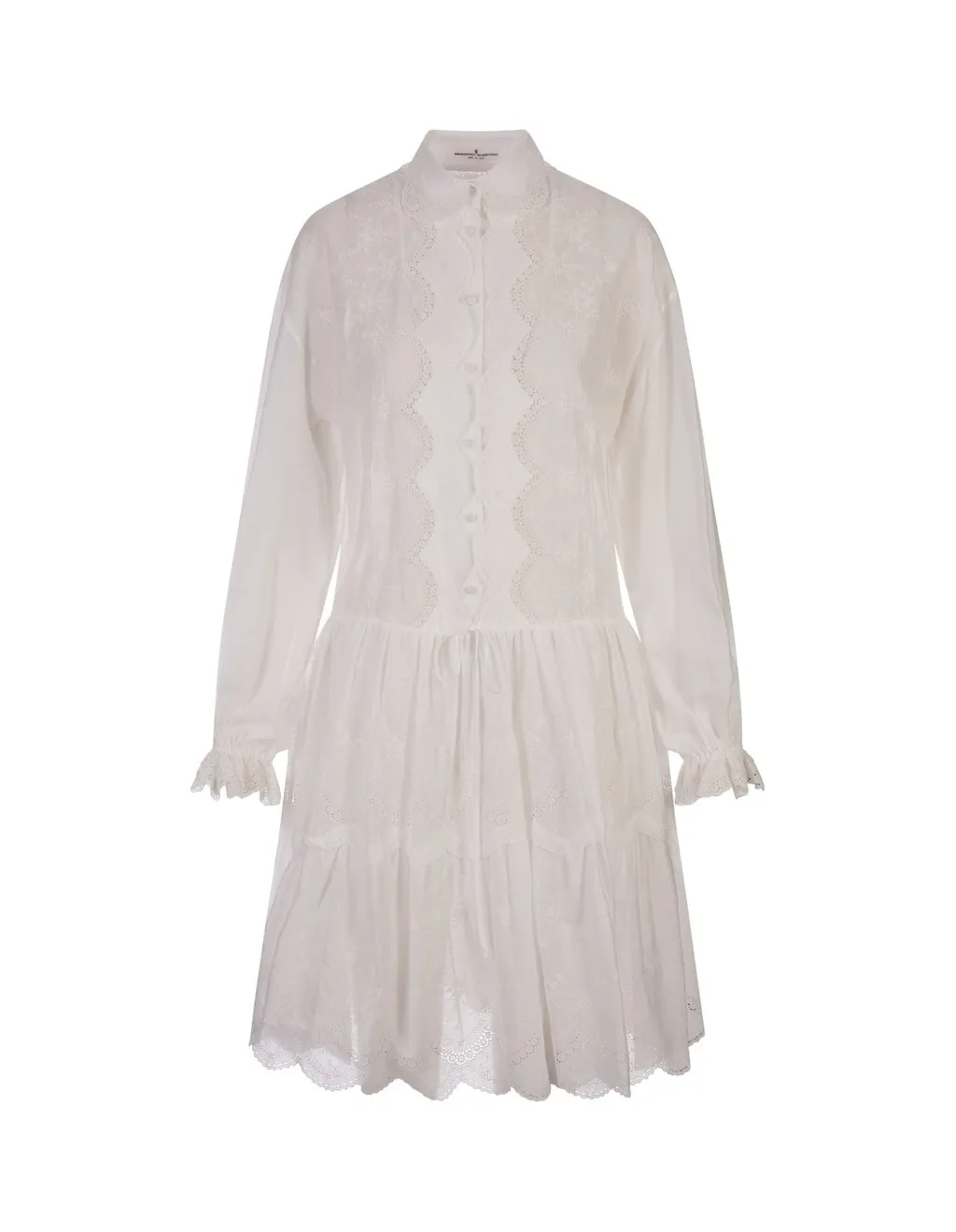 Floral-Embroidered Ruffled Mini Dress