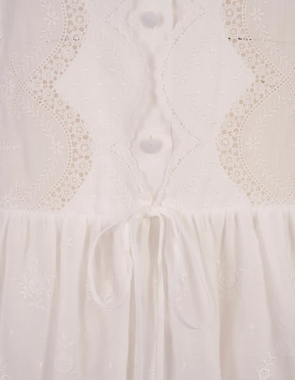 Floral-Embroidered Ruffled Mini Dress