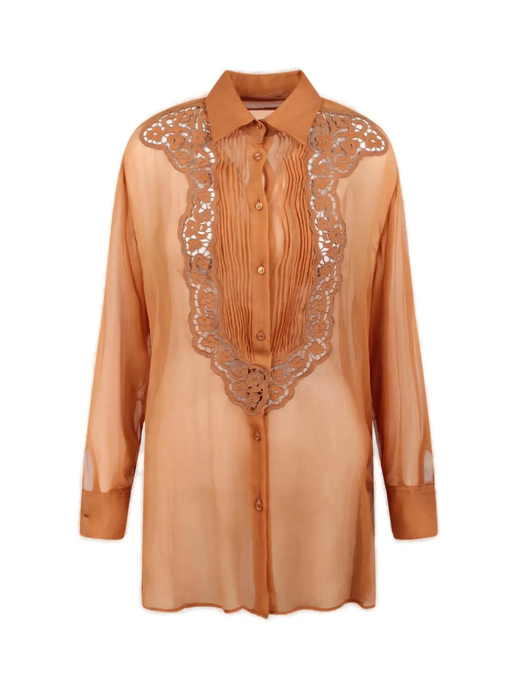 Long-Sleeved Lace Detailed Shirt