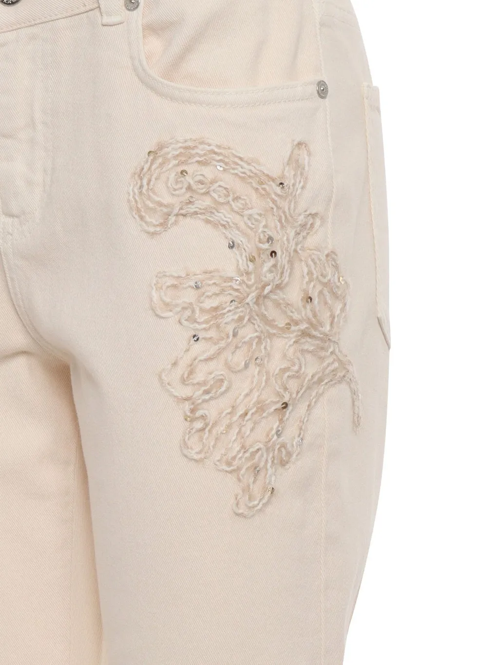 Embroidered Straight-Leg Trousers