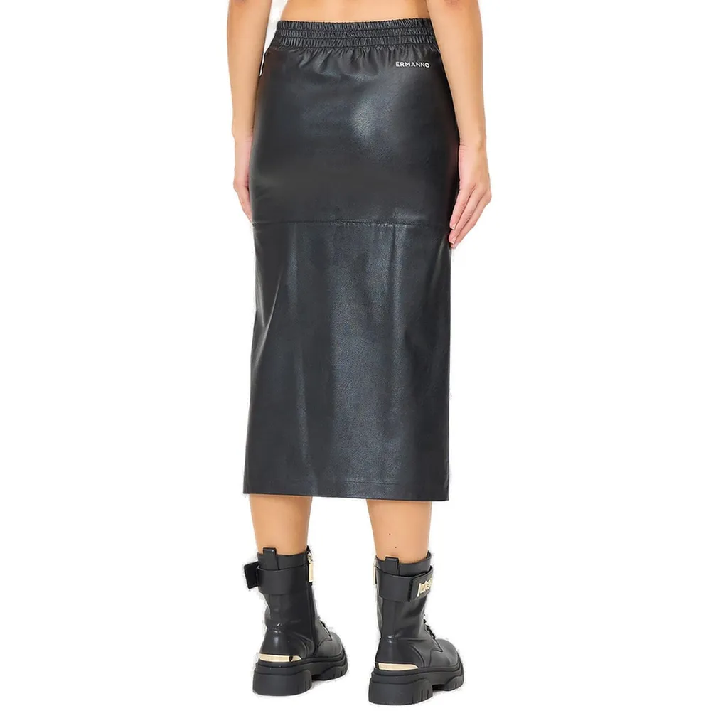 Logo Printed Drawstring Midi Skirt