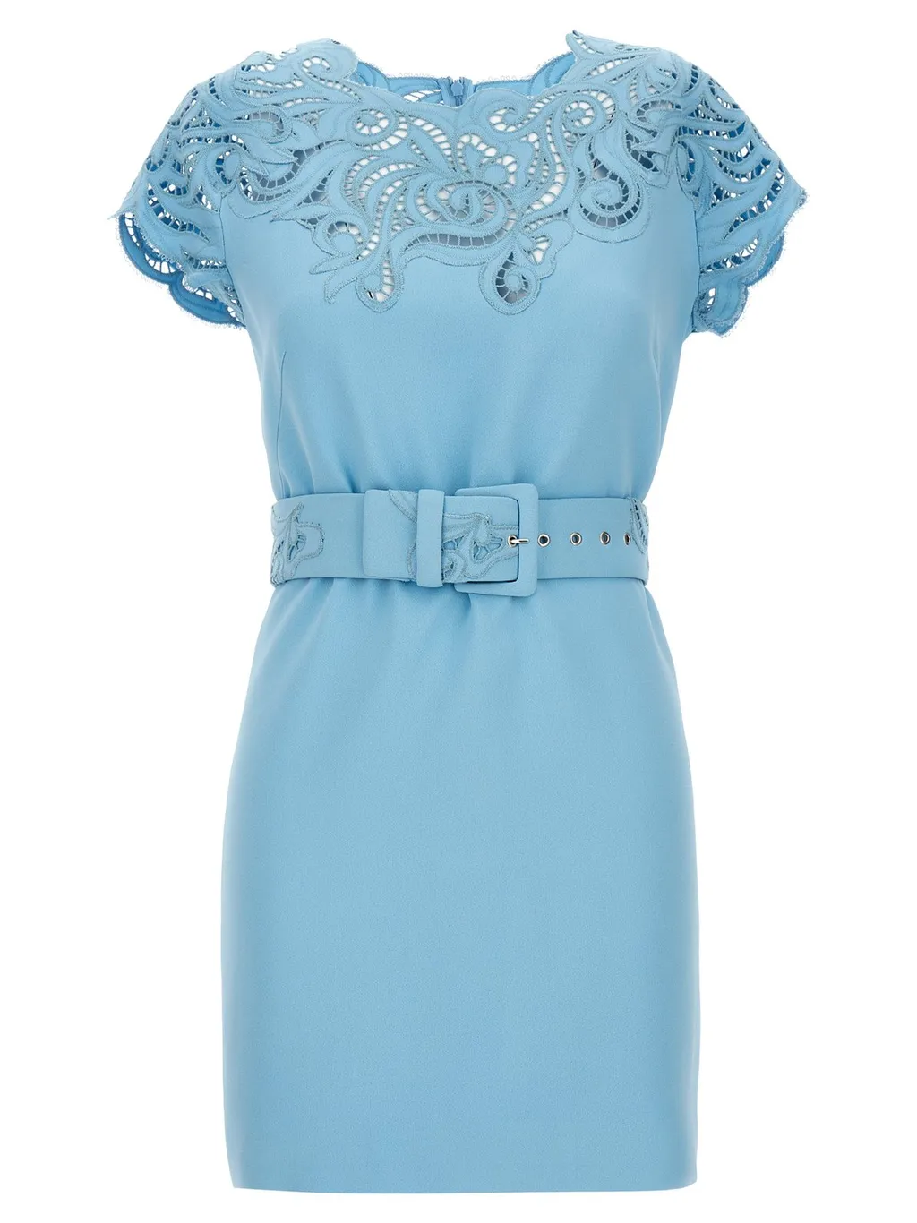 Lace Belted Mini Dress