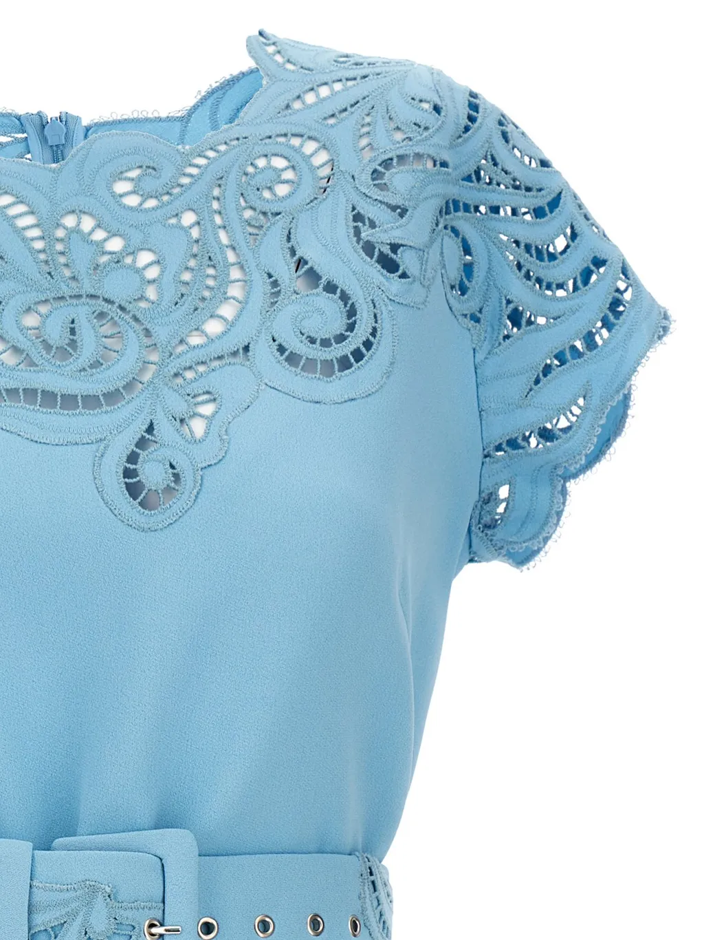Lace Belted Mini Dress