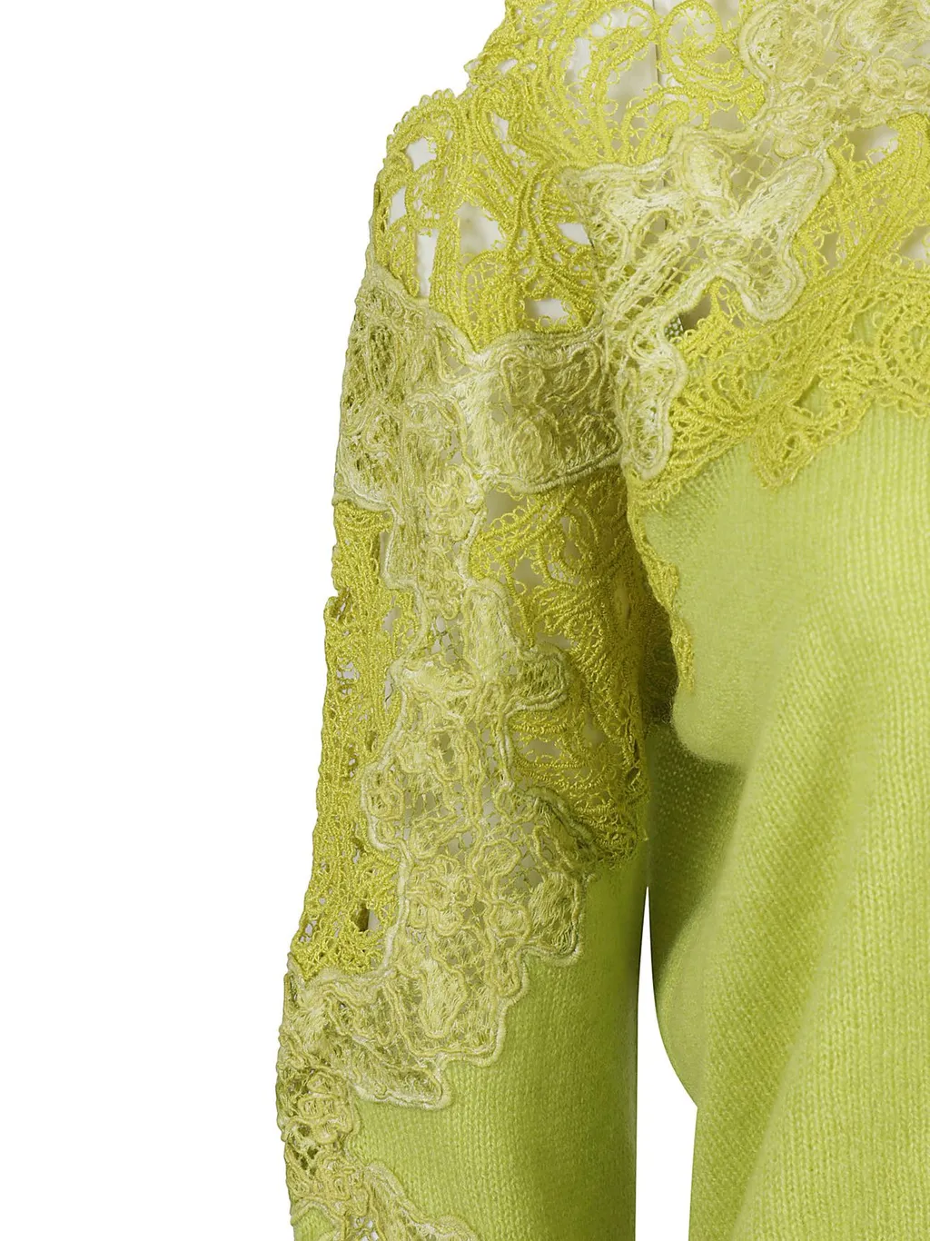 Floral-Laced Off-Shoulder Knitted Top